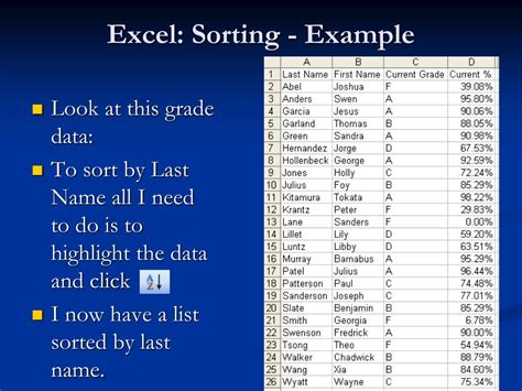 excel sort example