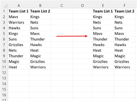 excel sort two lists to match