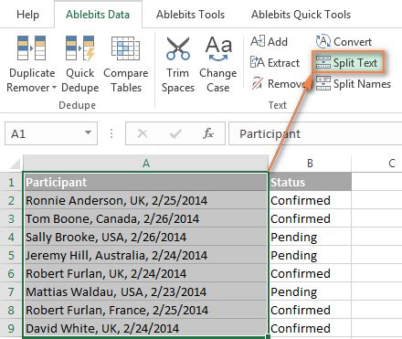 excel split cell by character