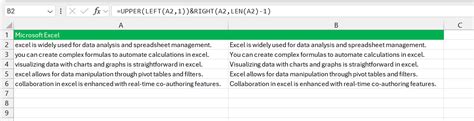 excel spreadsheet capitalize first letter
