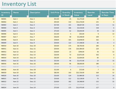excel spreadsheet examples inventory