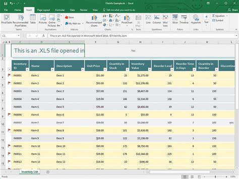 excel spreadsheet file