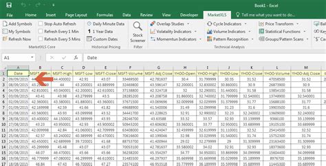 excel stock data