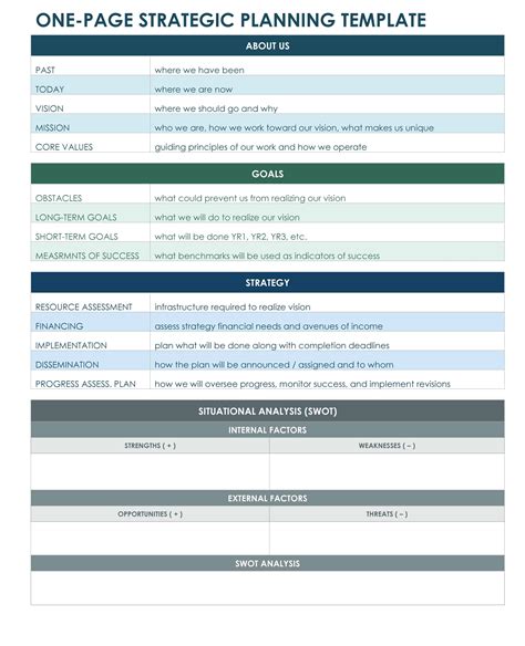 excel strategic plan template