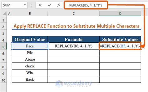 excel substitute multiple