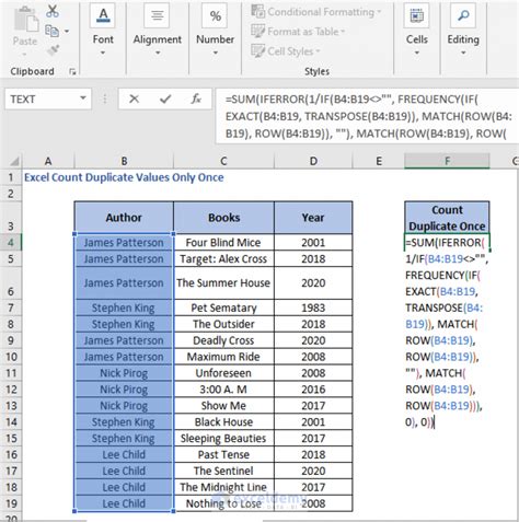 excel sum duplicate values only once