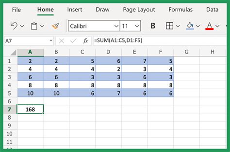 excel sum formula multiple cells