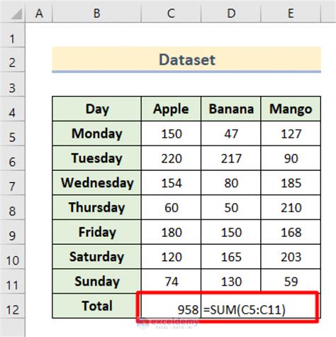 excel sum formula not working
