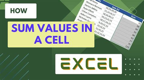 excel sum multiple values in one cell