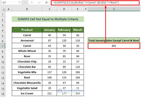 excel sumif multiple criteria not equal