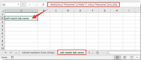 excel tab name from cell value