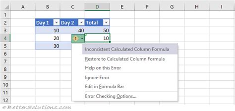 excel table edit calculated column formula