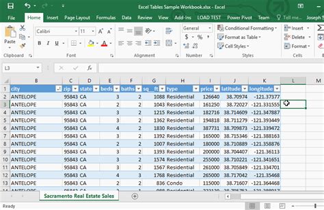 excel table sheet