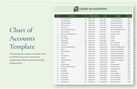 excel template chart of accounts