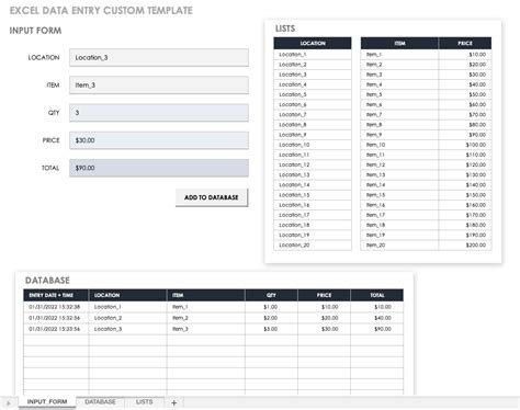 excel template data entry form free