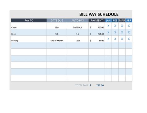 excel template for payment schedule