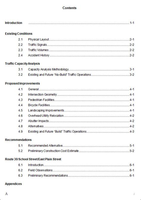 excel template table of contents