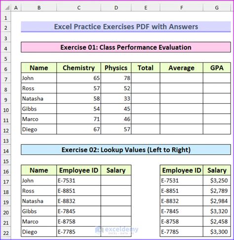 excel templates for practice