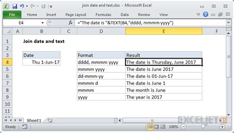 excel text plus date formula