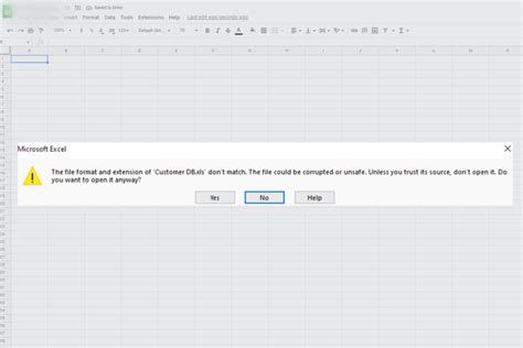 excel the file format and extension of loading don't match