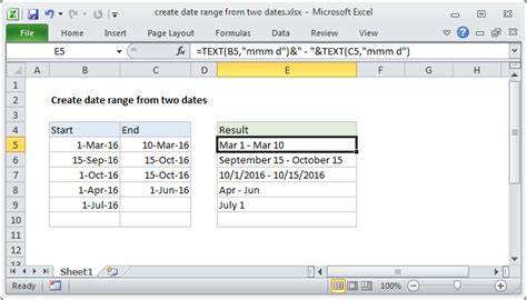 excel timeline date range