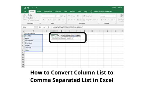 excel to comma separated