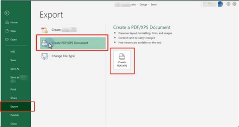 excel to pdf options