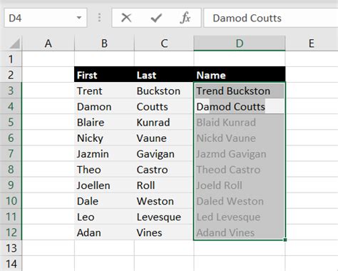 excel two names in one cell