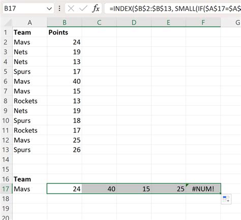 excel use index and match to return multiple values horizontally