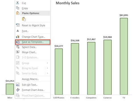 excel use saved chart template