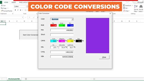 excel userform color codes