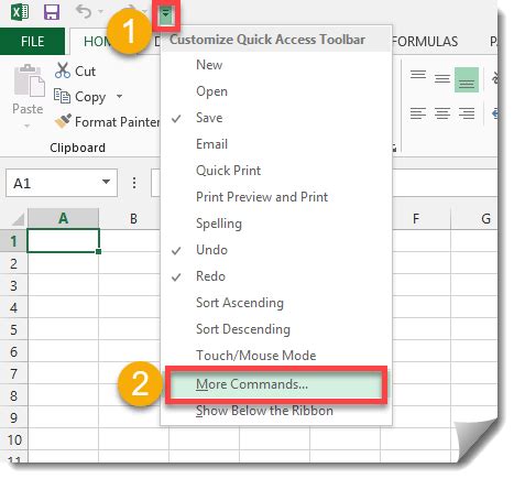 excel vba add macro to quick access toolbar