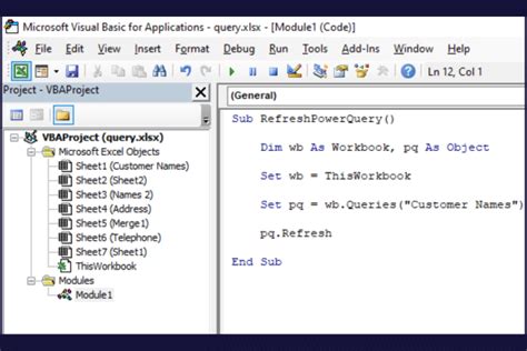 excel vba add power query