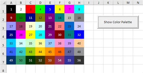 excel vba cell interior color codes