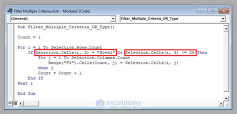 excel vba code to filter multiple criteria