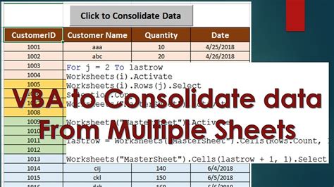 excel vba consolidate data from multiple sheets