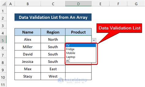 excel vba data validation list from table column