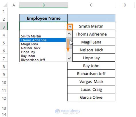 excel vba drop down list from range
