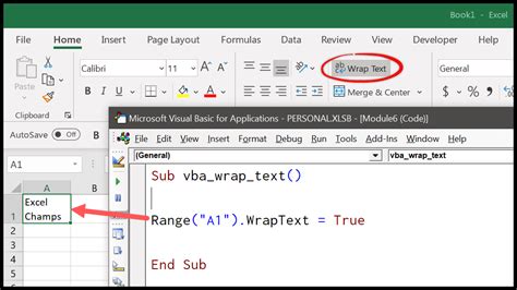 excel vba format cell wrap text