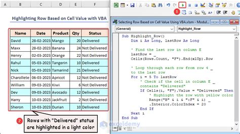 excel vba highlight row when cell selected