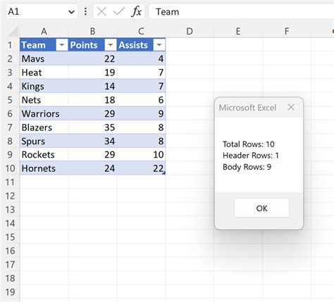 excel vba how to count rows in a table