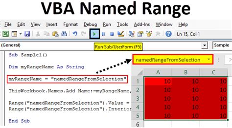 excel vba list named ranges
