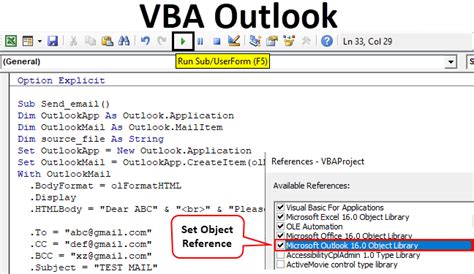 excel vba send email outlook 365