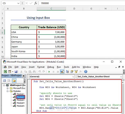 excel vba set table cell value