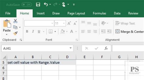 excel vba set value in cell