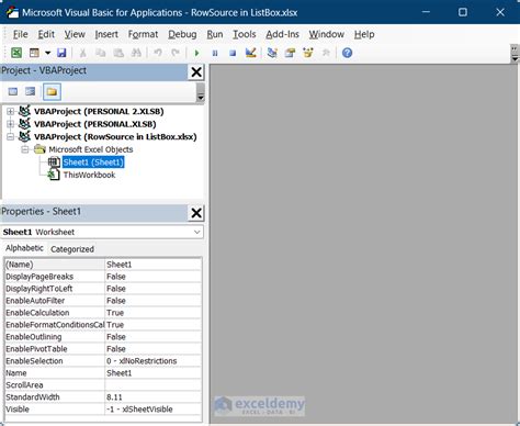 excel vba userform listbox rowsource