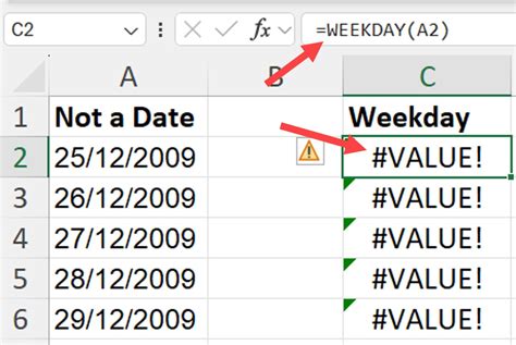excel weekday function not working