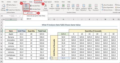 excel what if analysis data table not working