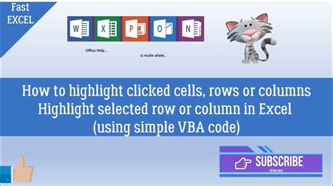 excel when click on cell highlight row