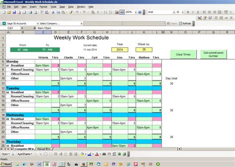 excel work schedule